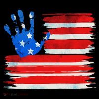 Painted American Flag Hand Print Women's T-Shirt thumb 6