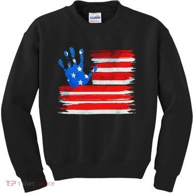 Painted American Flag Hand Print Kids Sweatshirt