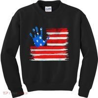 Painted American Flag Hand Print Kids Sweatshirt thumb 0