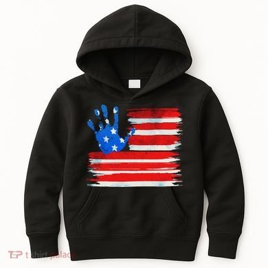 Painted American Flag Hand Print Kids Hoodie