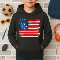 Painted American Flag Hand Print Kids Hoodie thumb 2