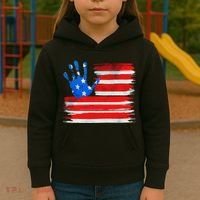 Painted American Flag Hand Print Kids Hoodie thumb 3