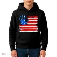 Painted American Flag Hand Print Kids Hoodie thumb 4