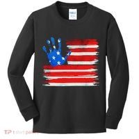 Painted American Flag Hand Print Kids Long Sleeve Shirt thumb 0