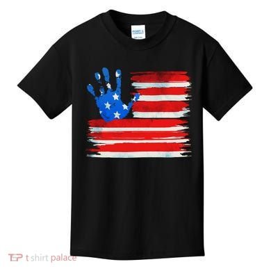 Painted American Flag Hand Print Kids T-Shirt