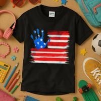 Painted American Flag Hand Print Kids T-Shirt thumb 3