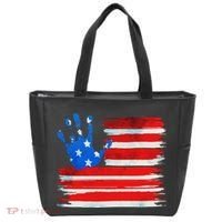 Painted American Flag Hand Print Tote Bag thumb 0