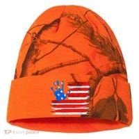 Painted American Flag Hand Print Kati Licensed 12" Camo Cuffed Beanie thumb 0