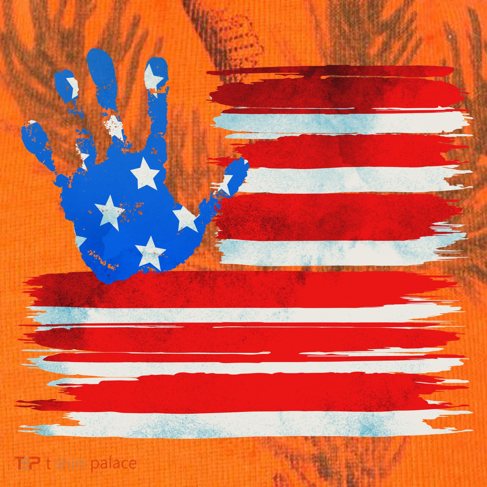 Painted American Flag Hand Print Kati Licensed 12" Camo Cuffed Beanie