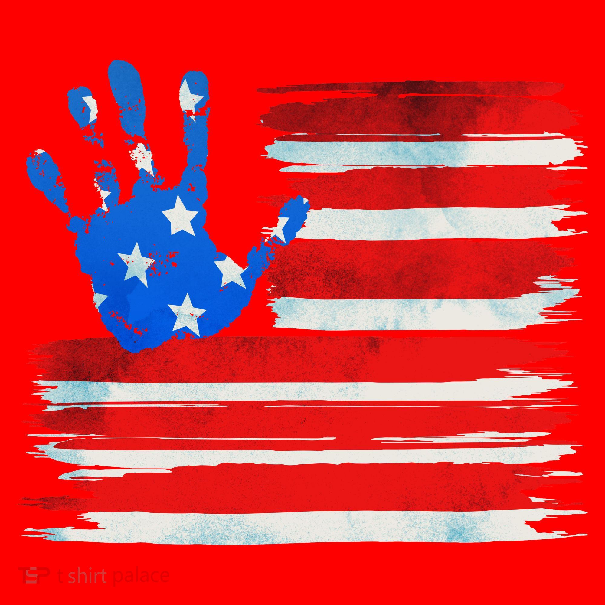 Painted American Flag Hand Print Santa Hat