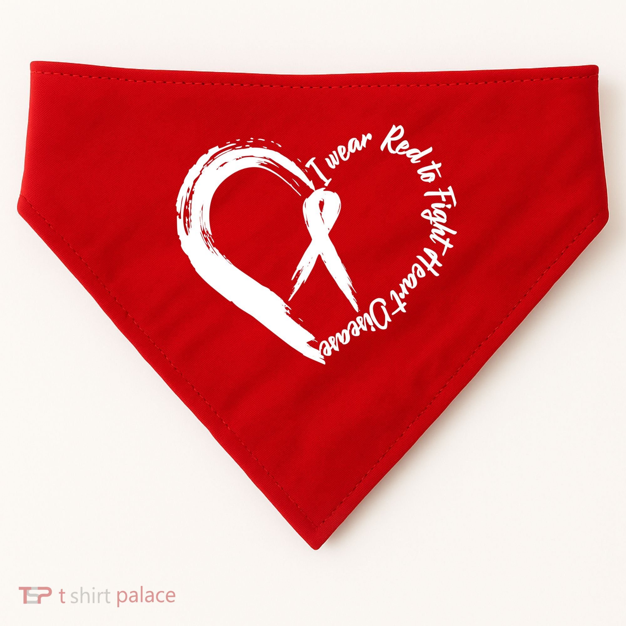 Painted I Wear Red To Fight Heart Disease USA-Made Doggie Bandana