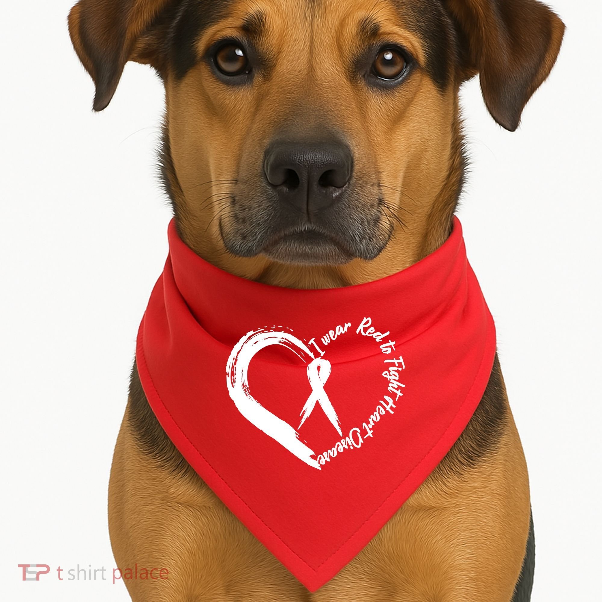 Painted I Wear Red To Fight Heart Disease USA-Made Doggie Bandana