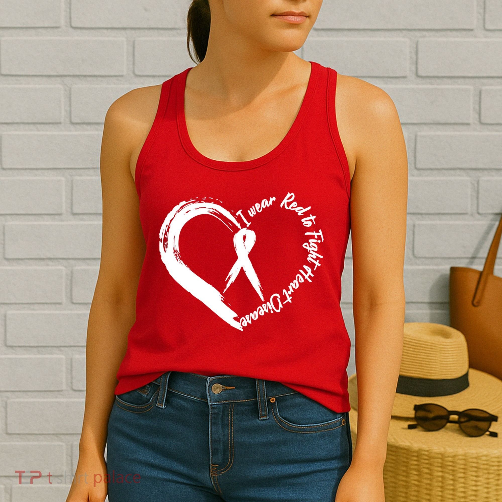 Painted I Wear Red To Fight Heart Disease Women's Tank Top