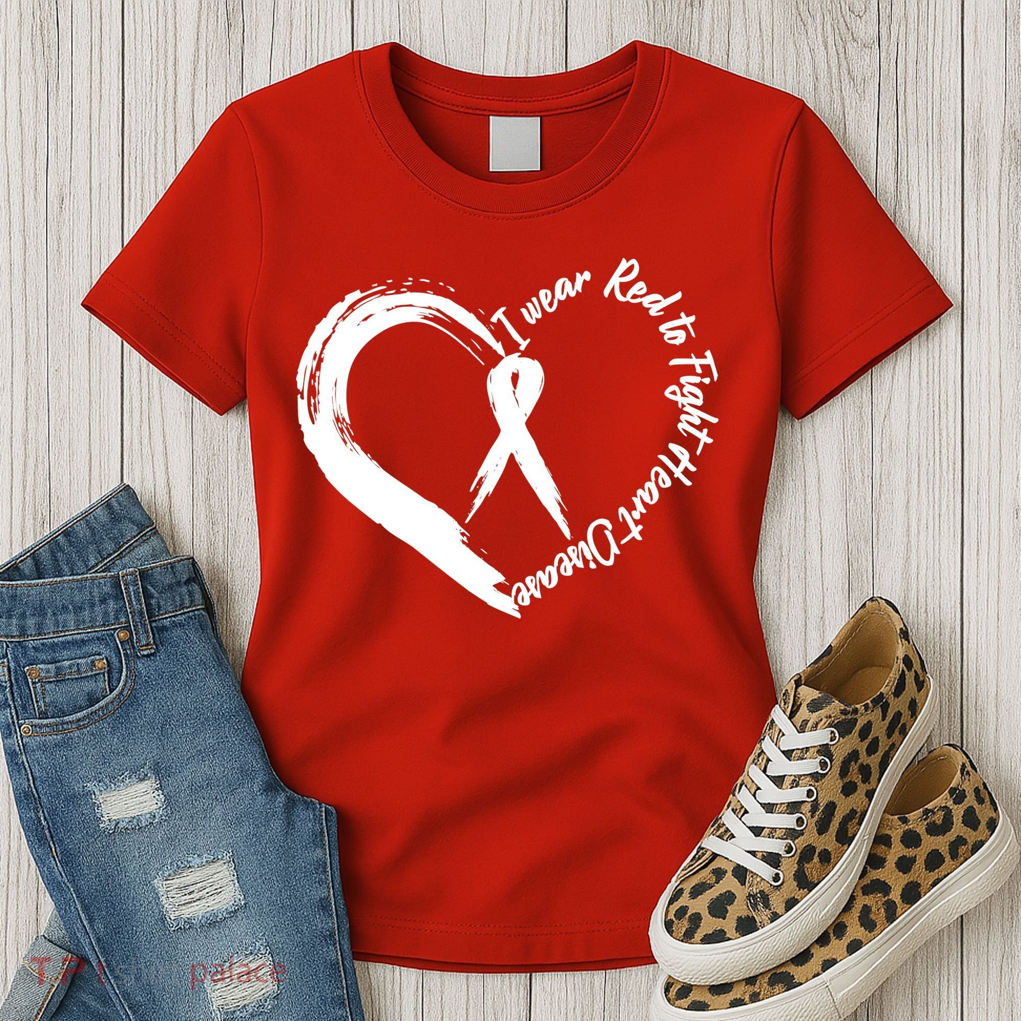 Painted I Wear Red To Fight Heart Disease Women's T-Shirt
