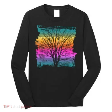 Painted Sunset Colors Tree Long Sleeve Shirt