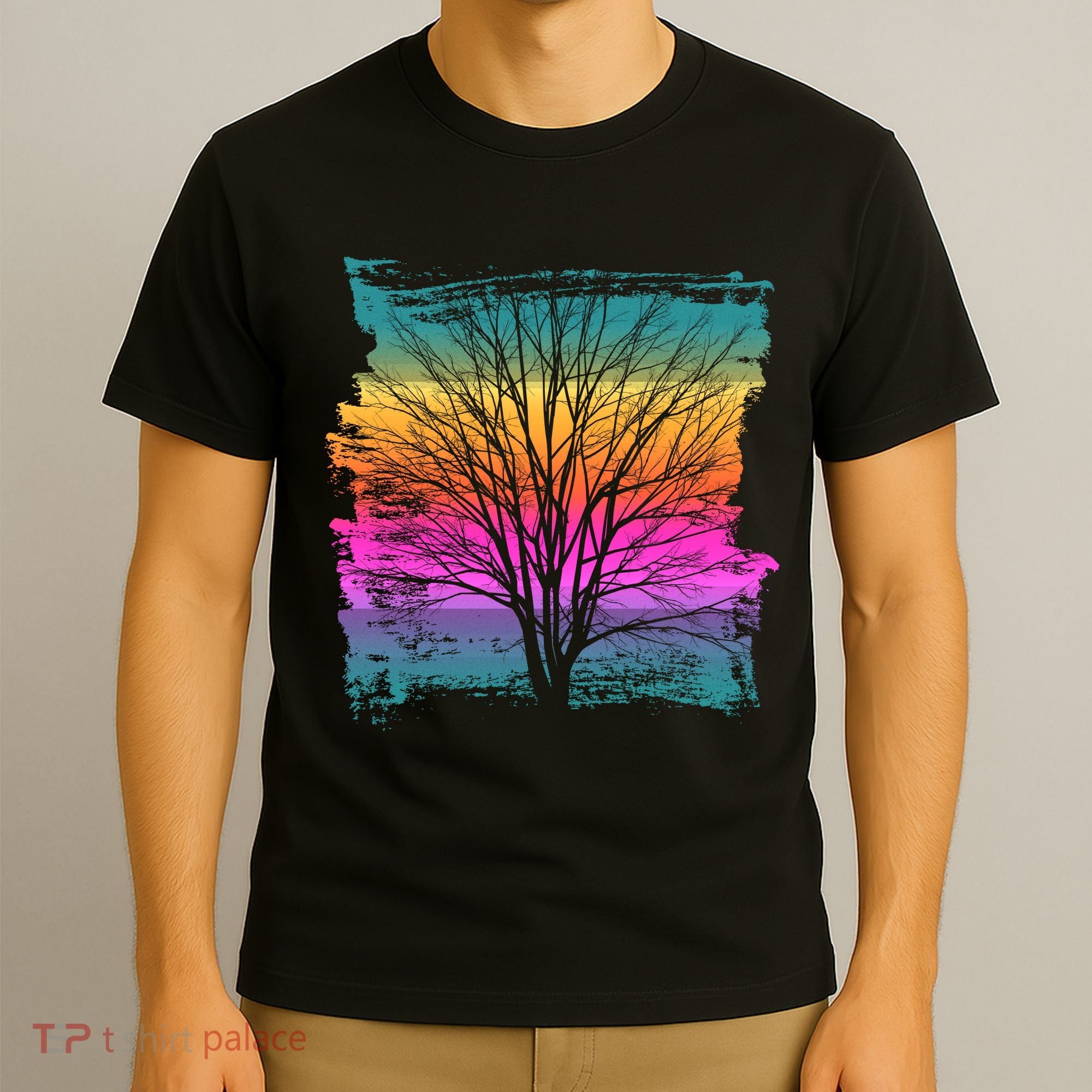 Painted Sunset Colors Tree T-Shirt