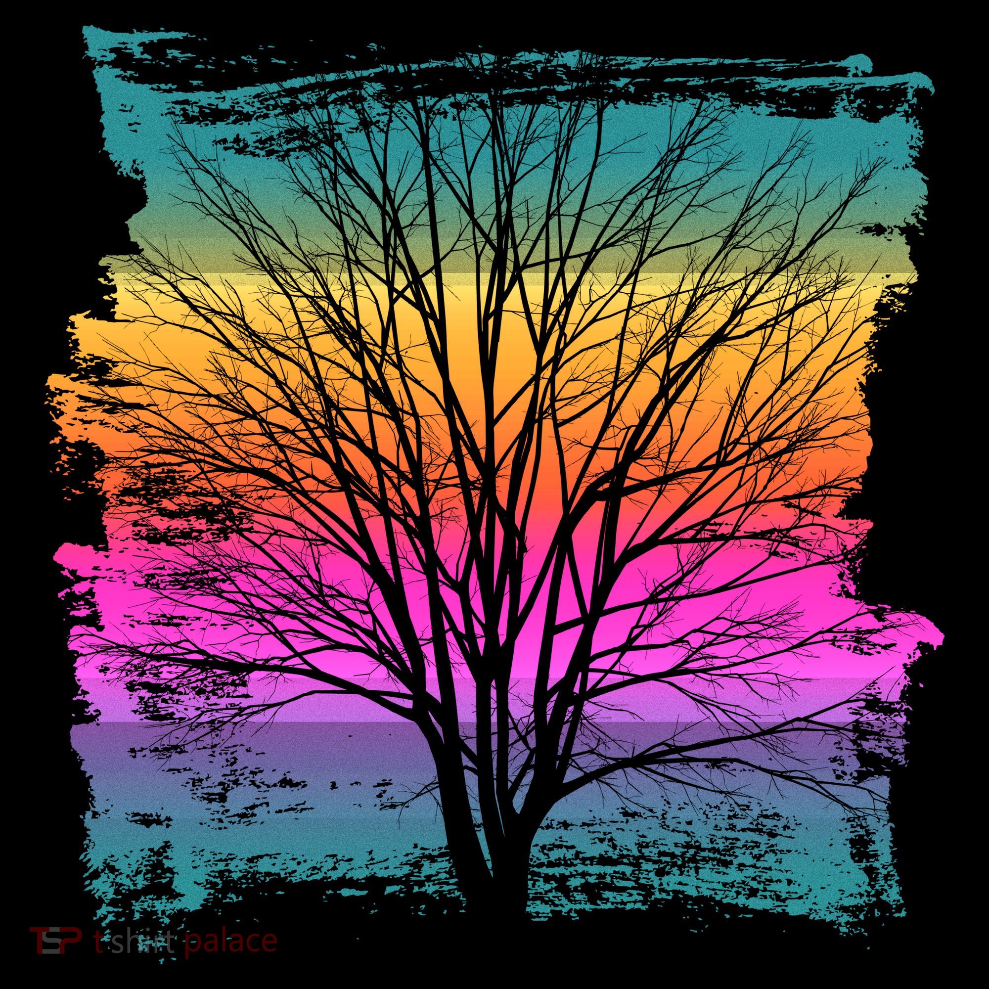 Painted Sunset Colors Tree T-Shirt