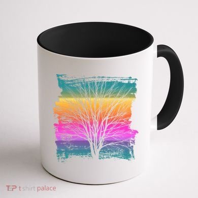 Painted Sunset Colors Tree Coffee Mug back
