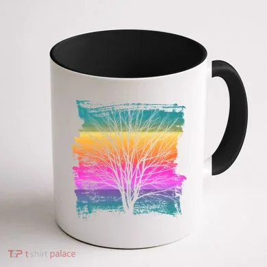 Painted Sunset Colors Tree Coffee Mug back