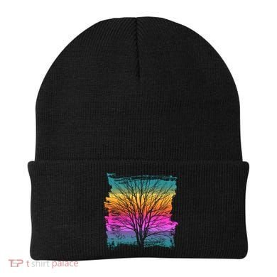 Painted Sunset Colors Tree Beanie