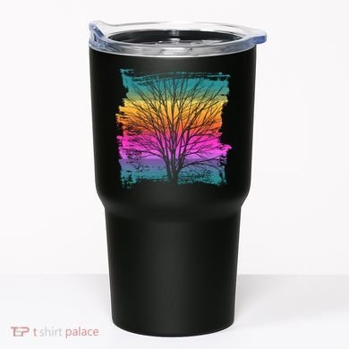 Painted Sunset Colors Tree Tumbler