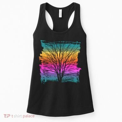 Painted Sunset Colors Tree Women's Tank Top