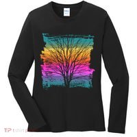 Painted Sunset Colors Tree Women's Long Sleeve Shirt thumb 0