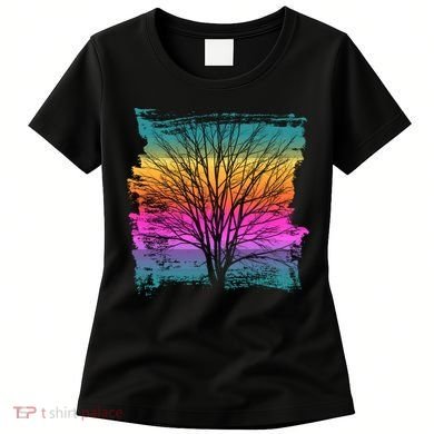 Painted Sunset Colors Tree Women's T-Shirt