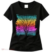 Painted Sunset Colors Tree Women's T-Shirt thumb 0