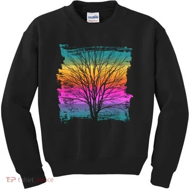Painted Sunset Colors Tree Kids Sweatshirt