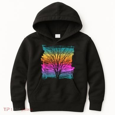 Painted Sunset Colors Tree Kids Hoodie