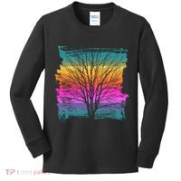 Painted Sunset Colors Tree Kids Long Sleeve Shirt thumb 0