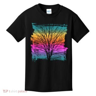 Painted Sunset Colors Tree Kids T-Shirt