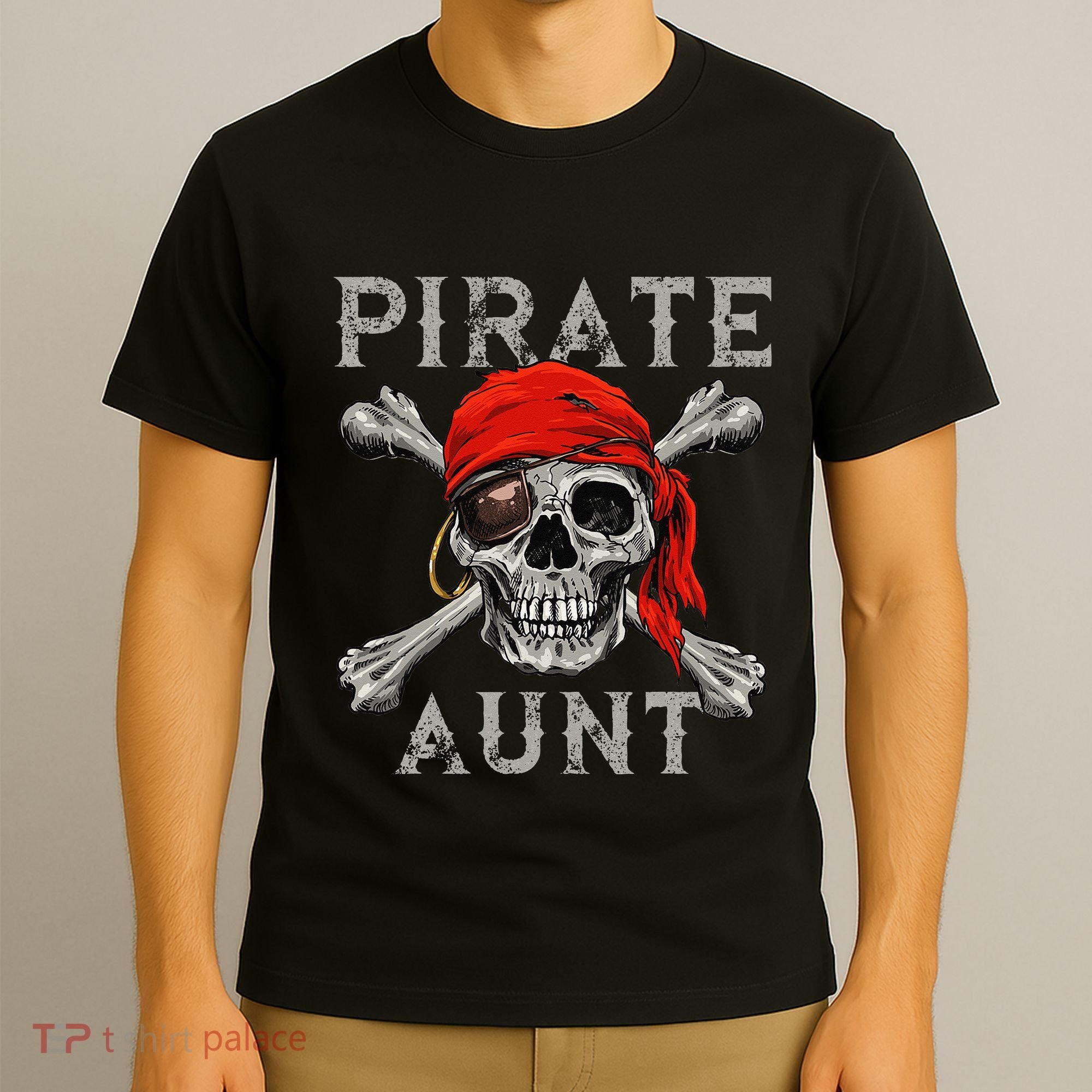 Pirate Aunt Jolly Roger Skull & Crossbones Flag T-Shirt