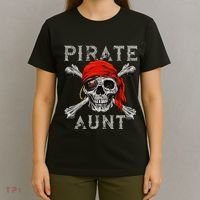 Pirate Aunt Jolly Roger Skull & Crossbones Flag T-Shirt thumb 4
