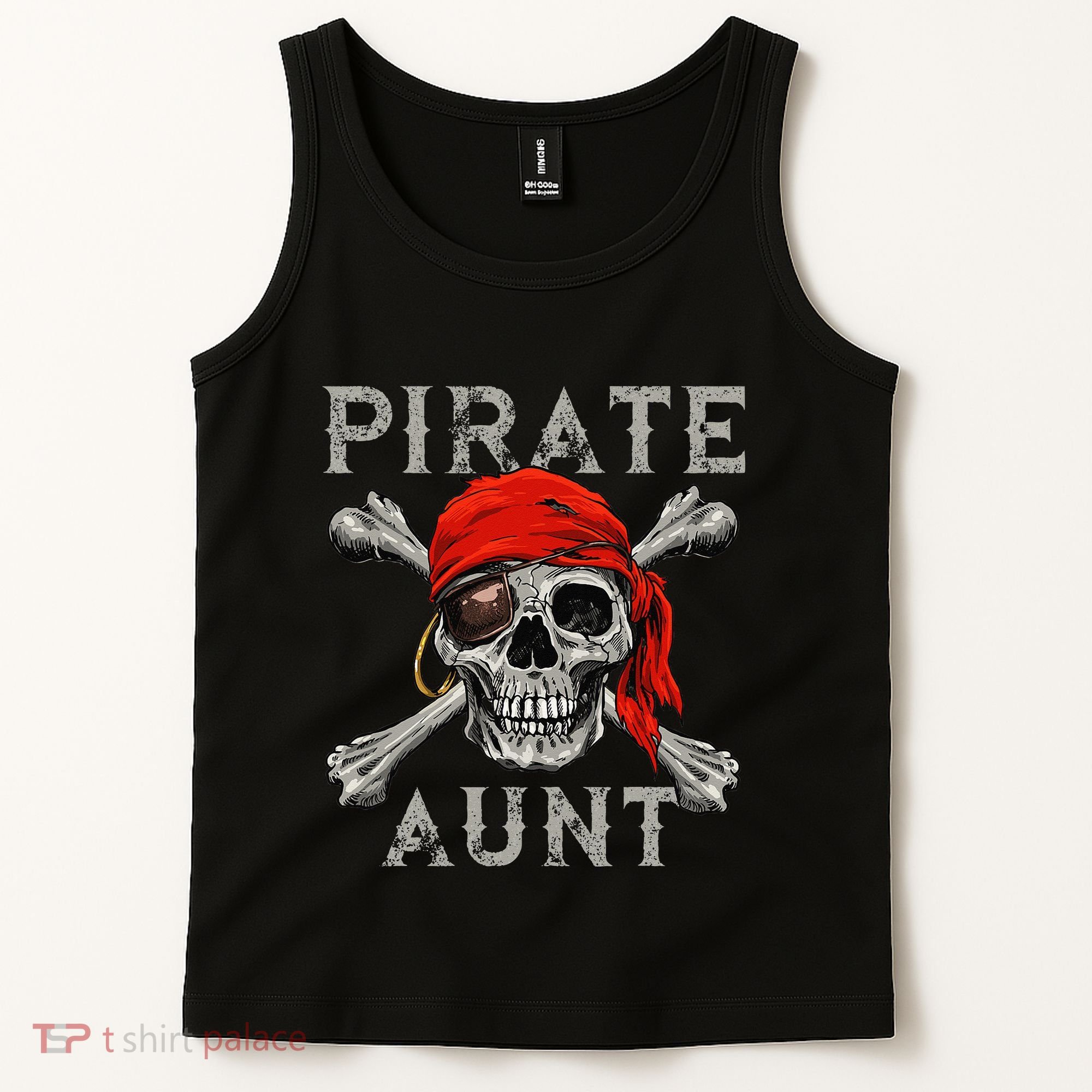 Pirate Aunt Jolly Roger Skull & Crossbones Flag Tank Top