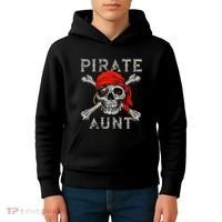 Pirate Aunt Jolly Roger Skull & Crossbones Flag Kids Hoodie thumb 4