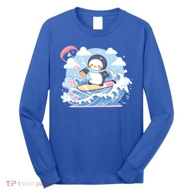 Penguin As Kite Surfer Design Kite Surfing Gift Long Sleeve Shirt