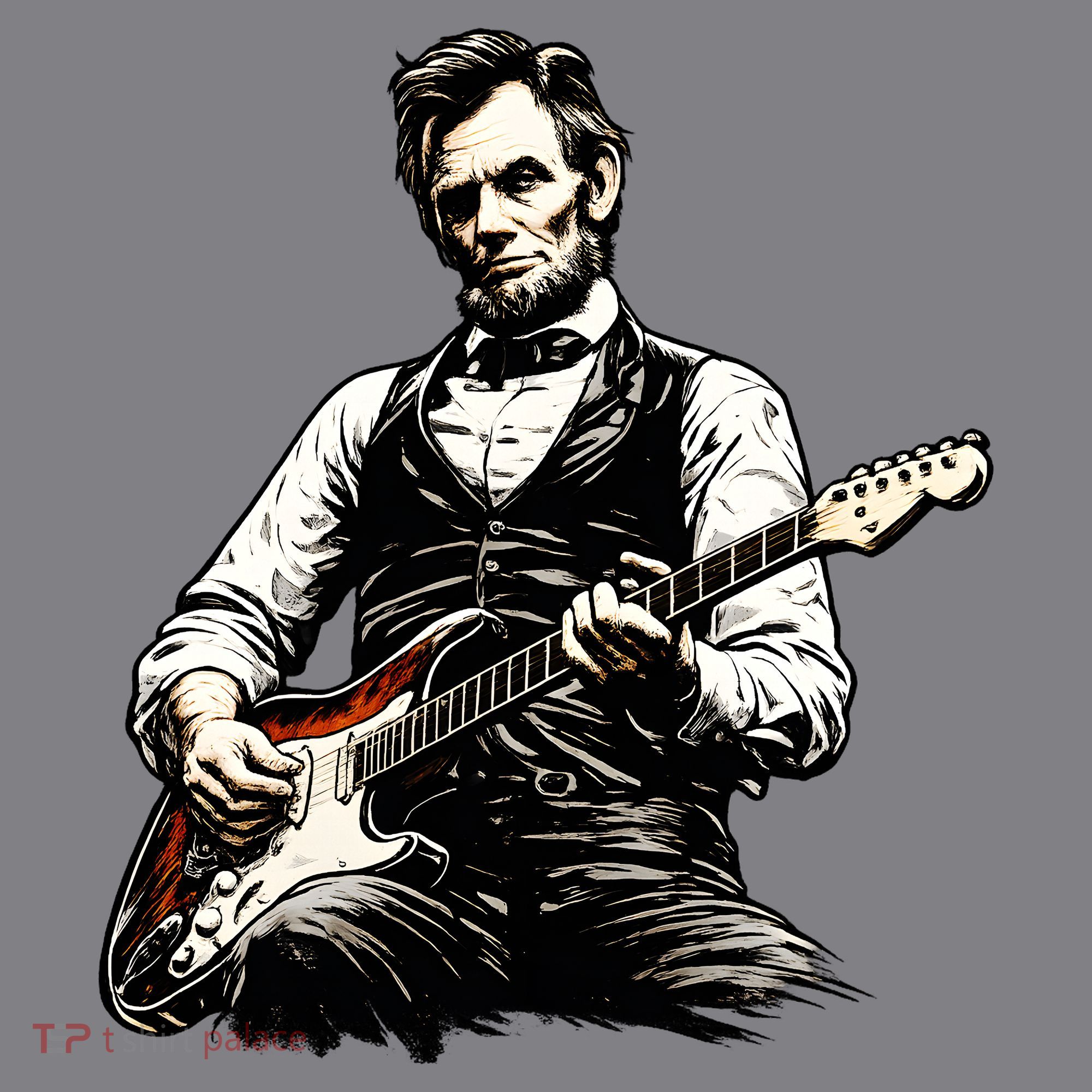 President Abraham Lincoln Abe Playing Guitar Women's T-Shirt