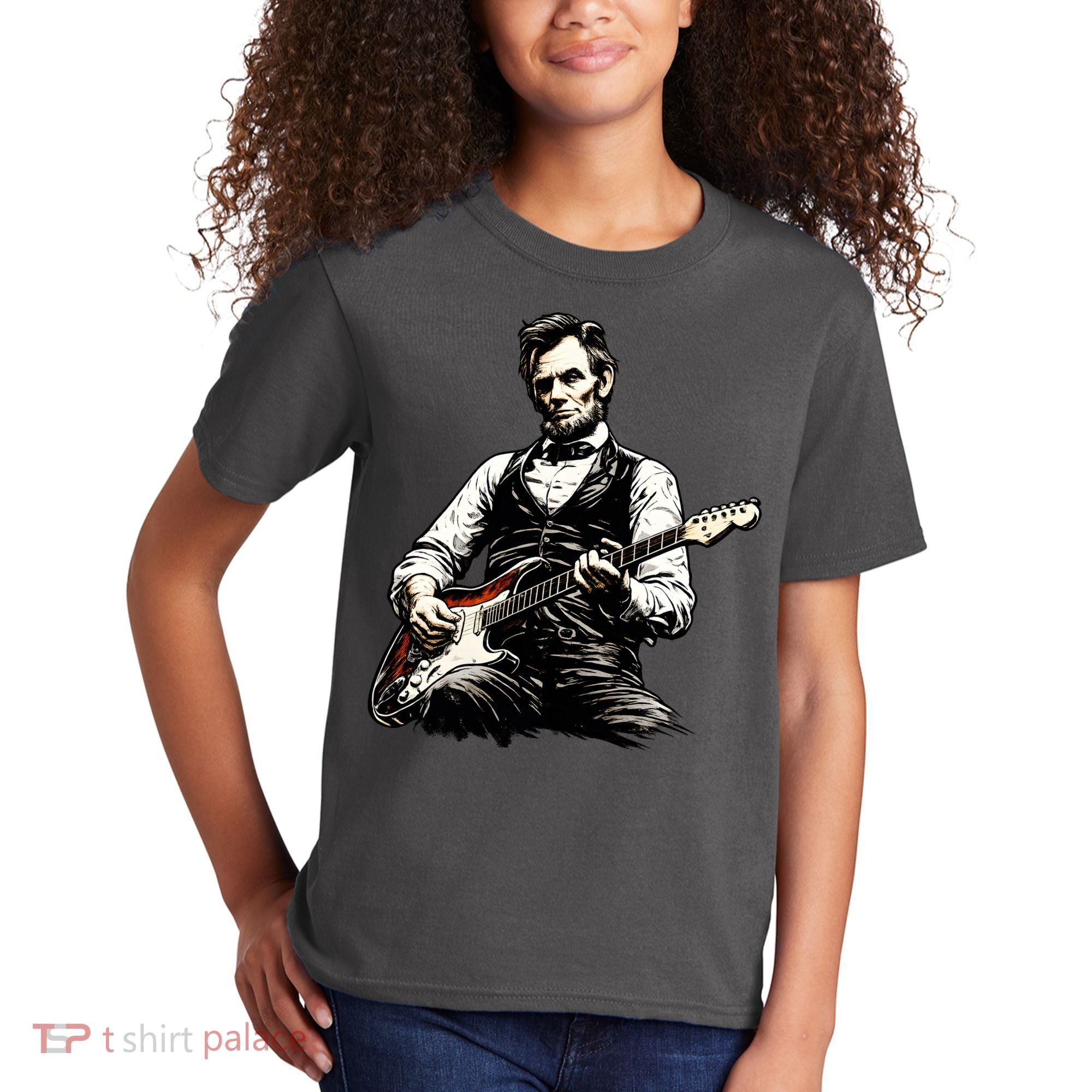 President Abraham Lincoln Abe Playing Guitar Kids T-Shirt