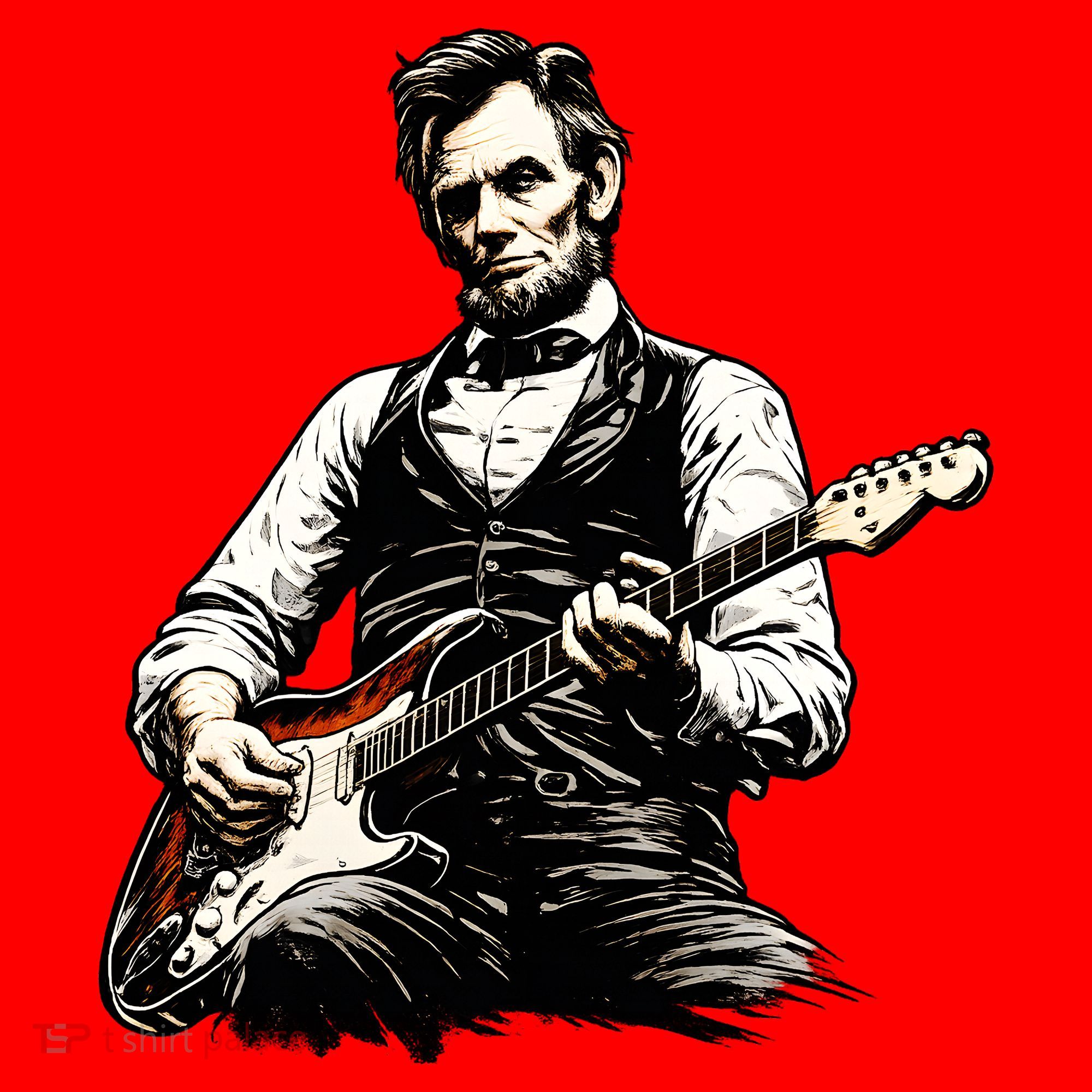 President Abraham Lincoln Abe Playing Guitar Santa Hat