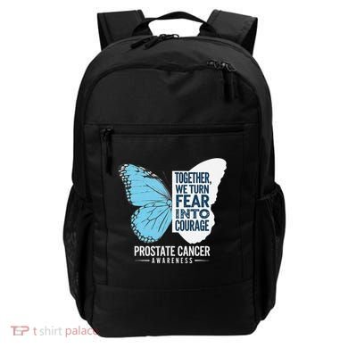 Prostate Awareness Light Blue Ribbon Fear Into Courage Backpack