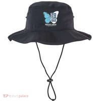 Prostate Awareness Light Blue Ribbon Fear Into Courage Bucket Hat thumb 0