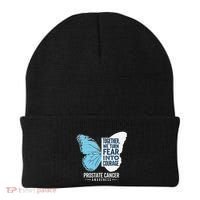Prostate Awareness Light Blue Ribbon Fear Into Courage Beanie thumb 0