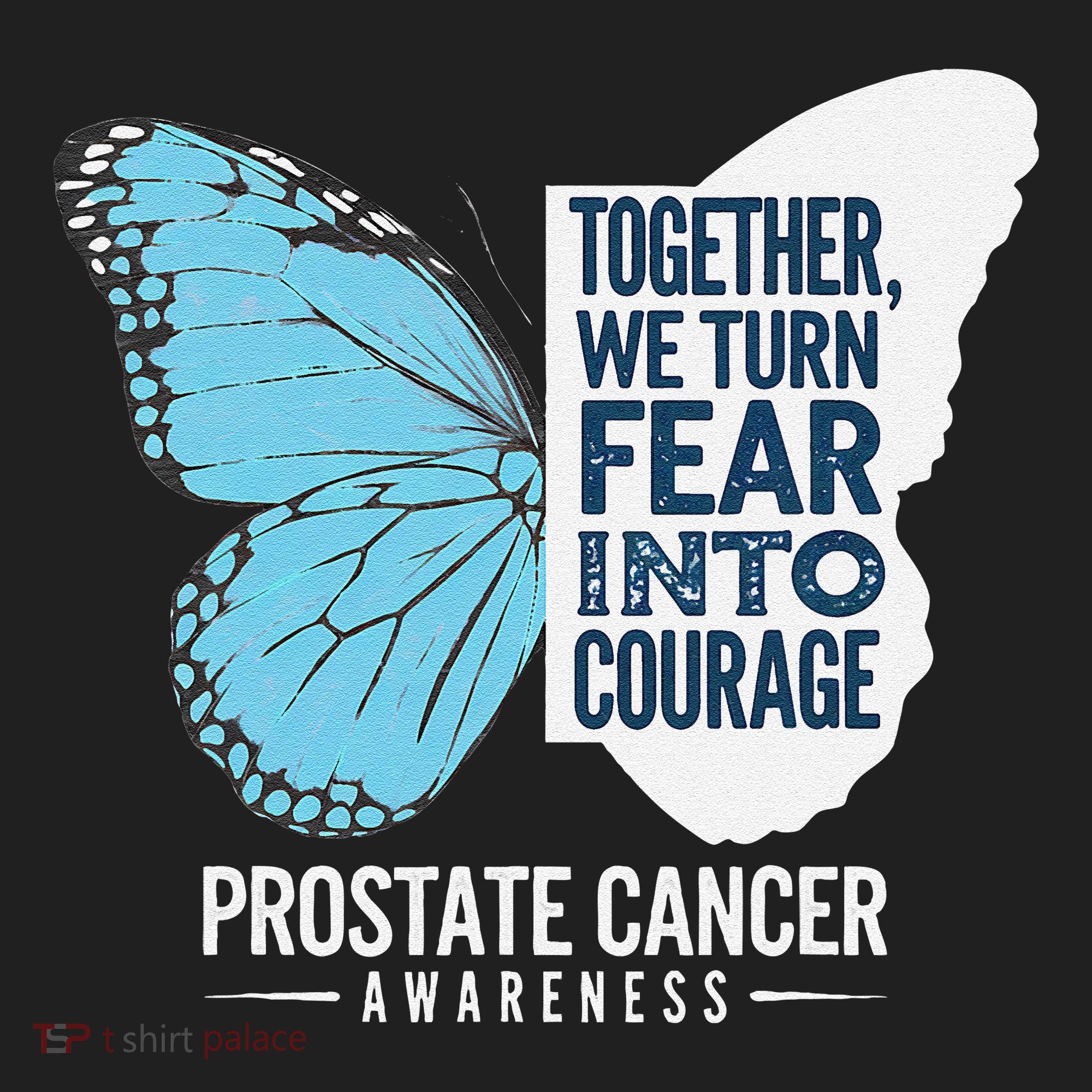 Prostate Awareness Light Blue Ribbon Fear Into Courage Beanie