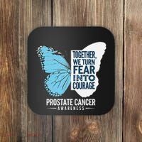 Prostate Awareness Light Blue Ribbon Fear Into Courage Coaster thumb 0