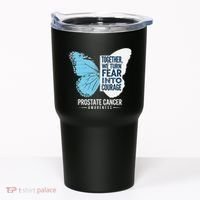 Prostate Awareness Light Blue Ribbon Fear Into Courage Tumbler thumb 0
