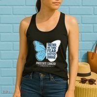 Prostate Awareness Light Blue Ribbon Fear Into Courage Women's Tank Top thumb 2