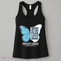 Prostate Awareness Light Blue Ribbon Fear Into Courage Women's Tank Top thumb 3