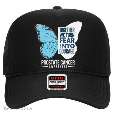 Prostate Awareness Light Blue Ribbon Fear Into Courage Hat
